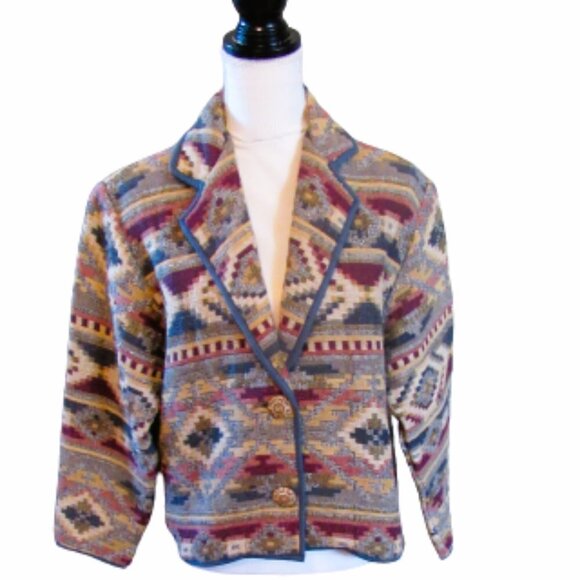New Identity Carpet Bagger Casual Jacket Aztec Design Long Sleeve Size Medium - Picture 2 of 5